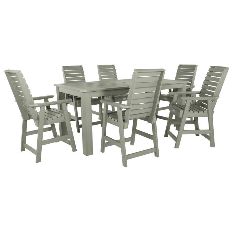 HIGHWOOD 7-Piece Counter Height Outdoor Dining Set - 42" x 84" Table - Eucalyptus