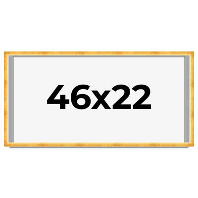46x22 Shadow Box Frame Gold | 1.625 Inches Deep Real Wood Traditional