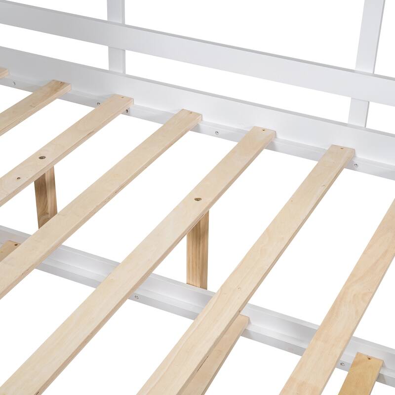 Wooden House Bed With Trundle and with Storage Shlef