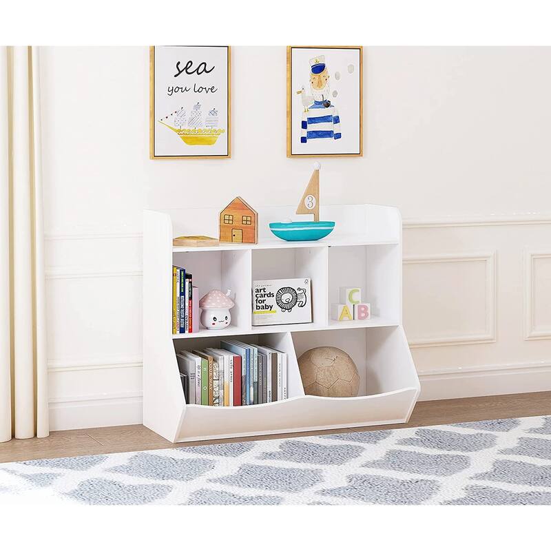 UTEX Toy Storage Organizer with Bookcase, Kid’s Multi Shelf Cubby for Books,Toys