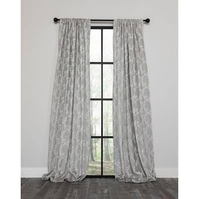 -Floria Rod Pocket Curtain Single Panel, 52 by 63-Inch, Gray