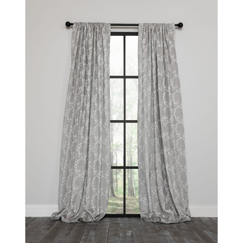-Floria Rod Pocket Curtain Single Panel, 52 by 63-Inch, Gray