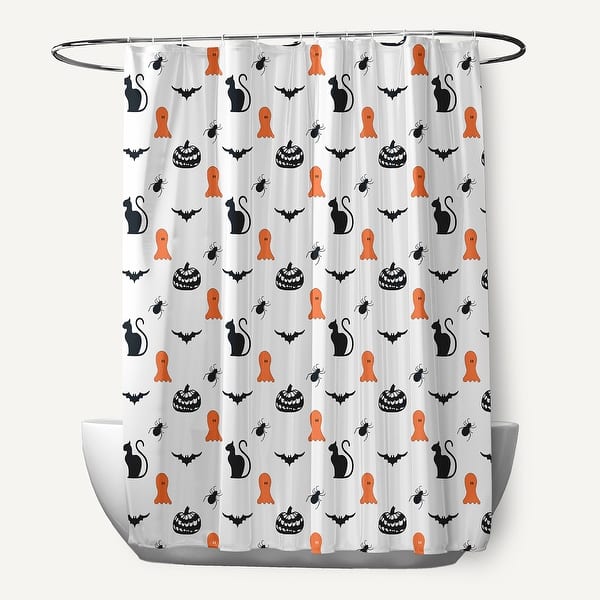 slide 2 of 3, Halloween Halloween Critters Shower Curtain Traditional Orange