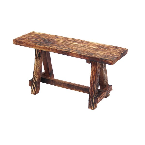 The Urban Port Wooden Garden Patio Bench With Retro Etching - Cappuccino Brown - N/A