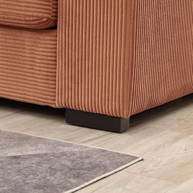 U-Shaped Sectional Sofa with 2 Movable Ottomans, Comfy Corduroy Upholstered 4 Seater Sofa, Lounge Sofa with Storage Armrests