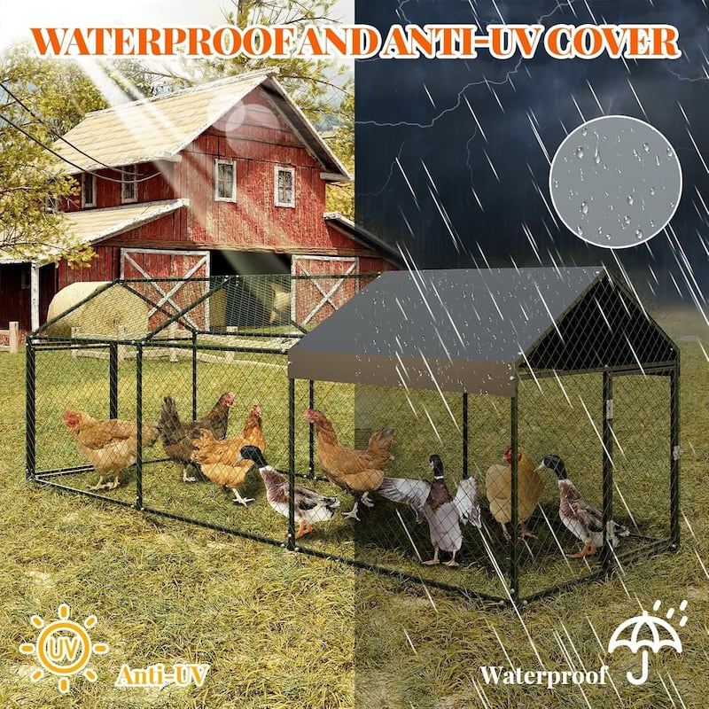 120"×40"×40" Large Metal Poultry Cage Walk in Hen House Black