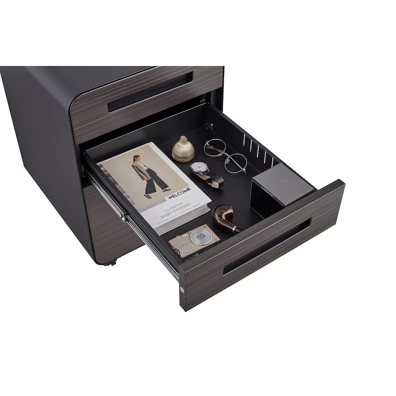 3 Drawer Mobile File Cabinet,Versatile Cabinet,5 Wheel Design Anti-Tilting Cold Rolled Steel Waterproof Moisture-Proof