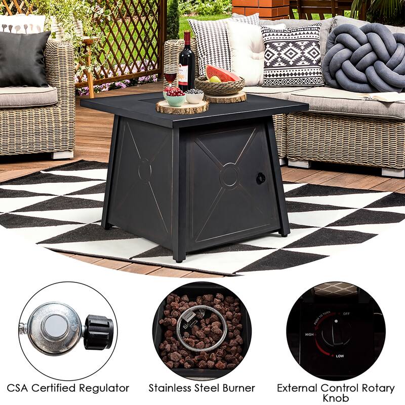 Costway 7PCS Patio Rattan Furniture Set Fire Pit Table Cover Cushion - See Details