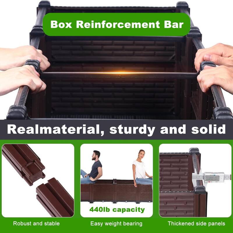 31.5x31.5x19.6in Raised Garden Beds,Polypropylene Planter Boxes,Garden Box with Drain Outlet,Heat and Frost Resistance Planters