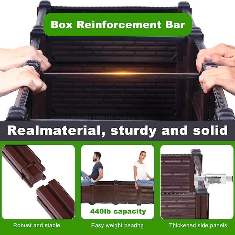 Raised Garden Beds Outdoor, Polypropylene Planter Boxes Outdoor for Vegetables, Flowers, Herbs, Garden Box with Drain Outlet