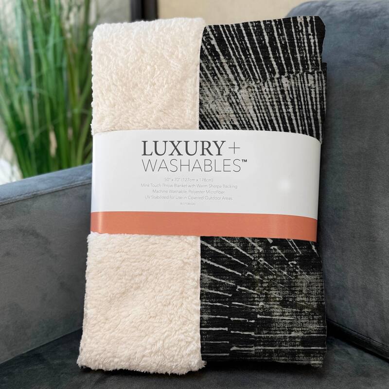 Premium Machine Washable Modern Sun Sherpa Throw Blanket
