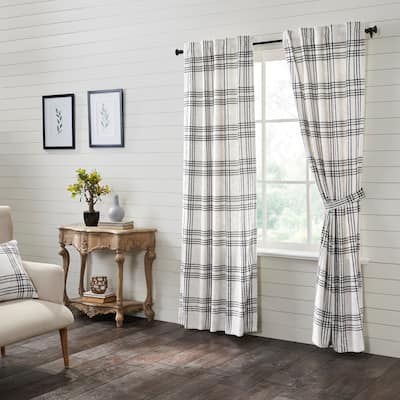Black Plaid Panel Set of 2 84x40