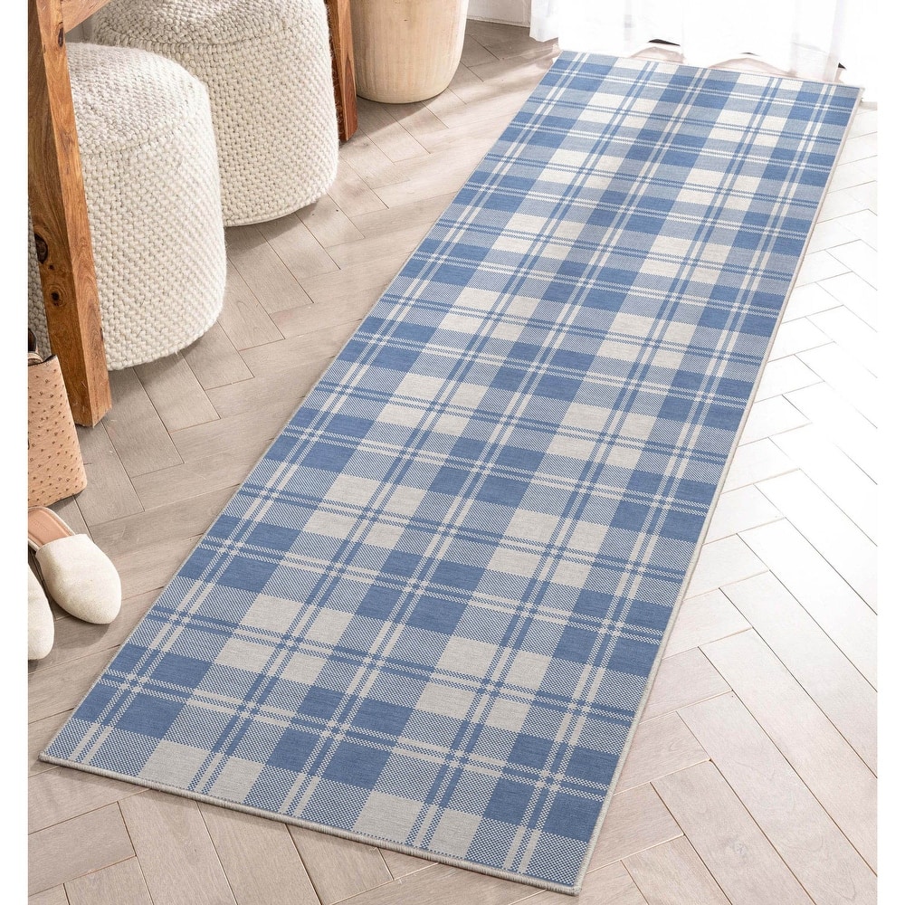Well Woven Apollo Plaid Farmhouse Geometric FlatWeave Rug
