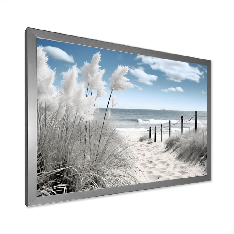 Designart "Beach Seascape Dreams Path II" Nautical & Beach Framed Canvas Prints