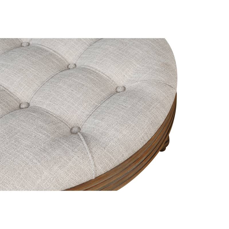 GDFStudio - Benjamin Round Tufted Upholstered Ottoman with Storage
