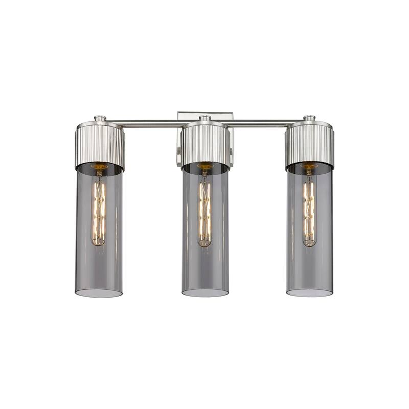 Innovations Lighting Bolivar - 3 Light 12" Wall-Mounted Bath Vanity Light - Satin Nickel/Light Smoke
