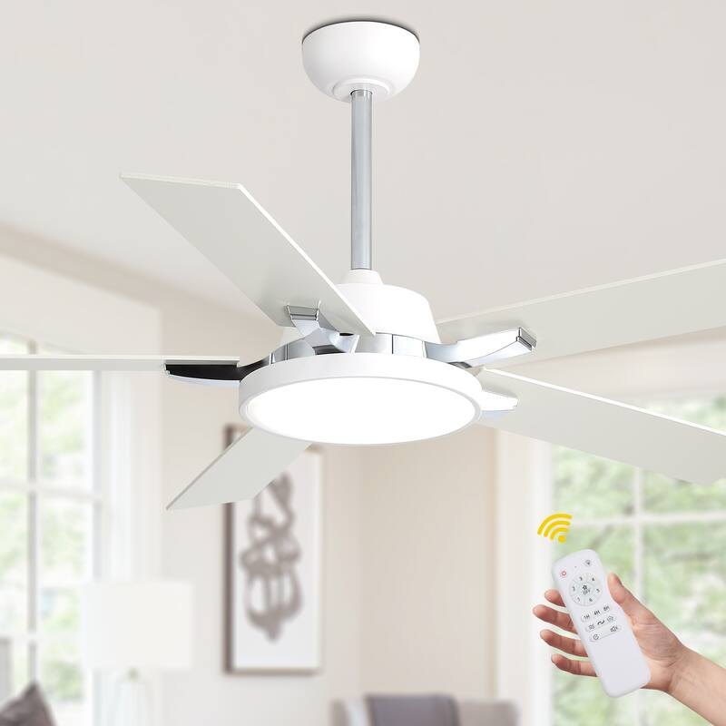 Oaks Aura 52" Dimmable Ceiling Fan with Light,LED Reversible Blades Fan Light,6 Speeds Quiet DC Motor with Remote for Indoor Use