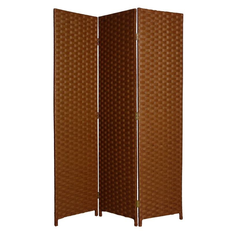 Wooden Foldable 3 Panel Room Divider with Streamline Design, Dark Brown
