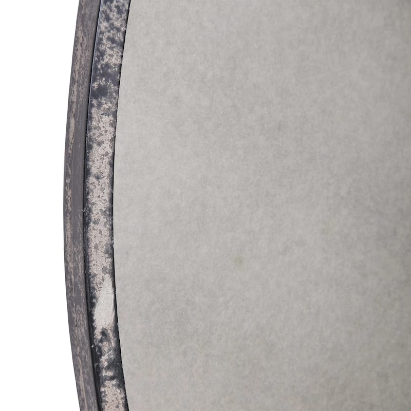 Distressed Round Wall Mirror - 43" - Black and White