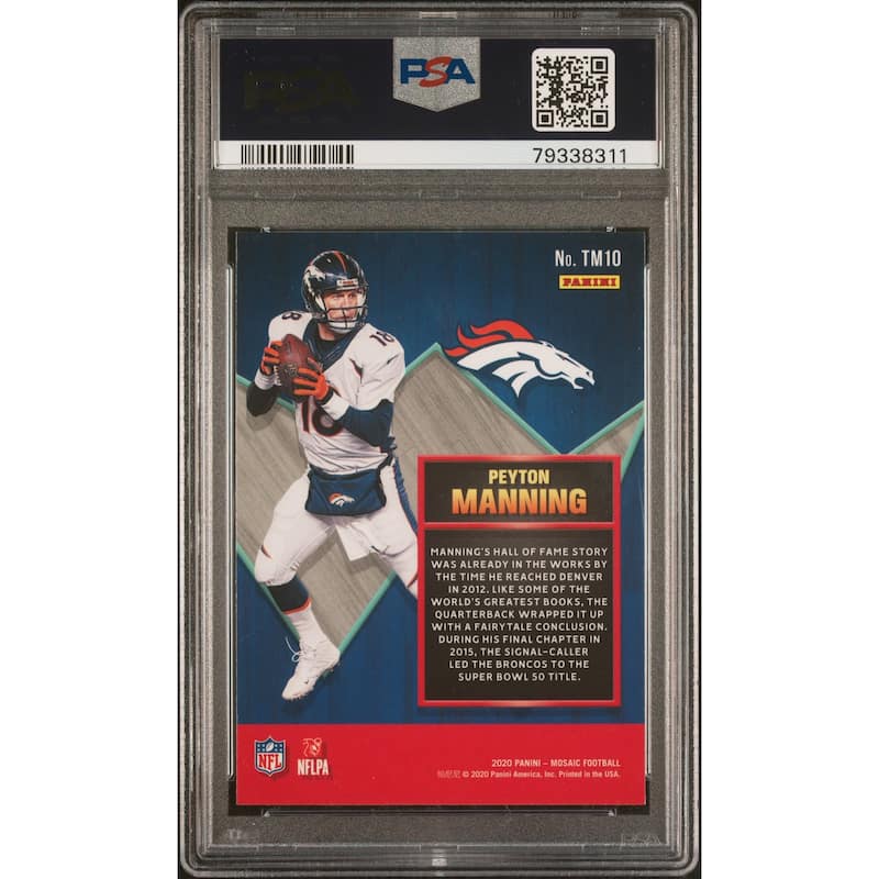 Peyton Manning 2020 Panini Mosaic Touchdown Masters Card #TM10 Graded PSA 10 - 8'6" x 11'6"