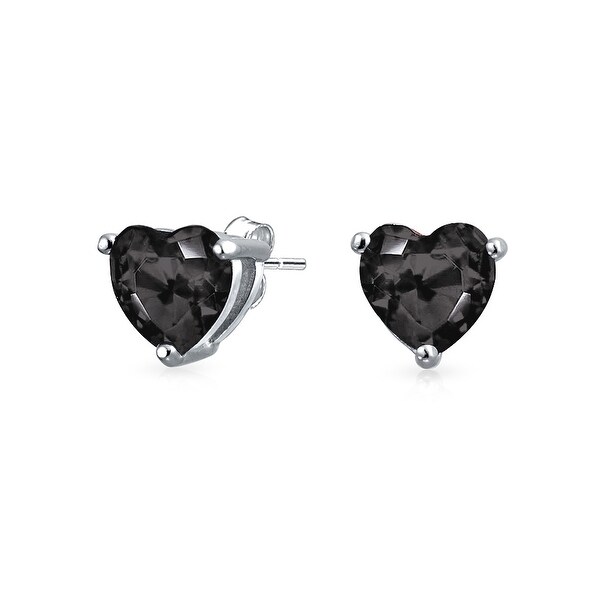 Bling Jewelry Cz Black Heart Shaped Stud Earrings 925 Sterling Bling Jewelry Cz Black Heart Shaped Stud Earrings 925 Sterling Silver 7mm