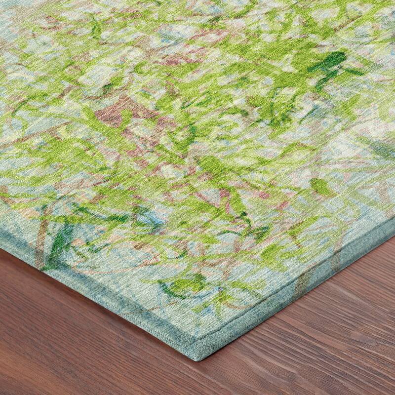 Machine Washable Indoor/ Outdoor Abstract Scribble Chantille Rug