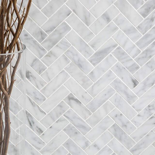 12"x12"x0.38" Marble Mosaic Decorative Floor and Wall Tile