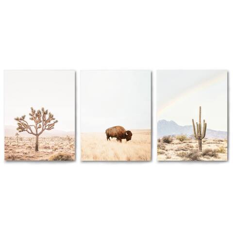 Canvas Triptych 3 Piece Art Set Neutral Southwest by Sisi and Seb