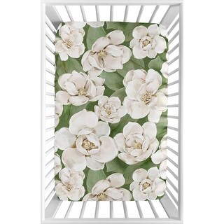 Boho Flower Floral Girl Fitted Mini Portable Crib Sheet Ivory Shabby Chic Bohemian Watercolor Garden Nature Modern Elegant Beige