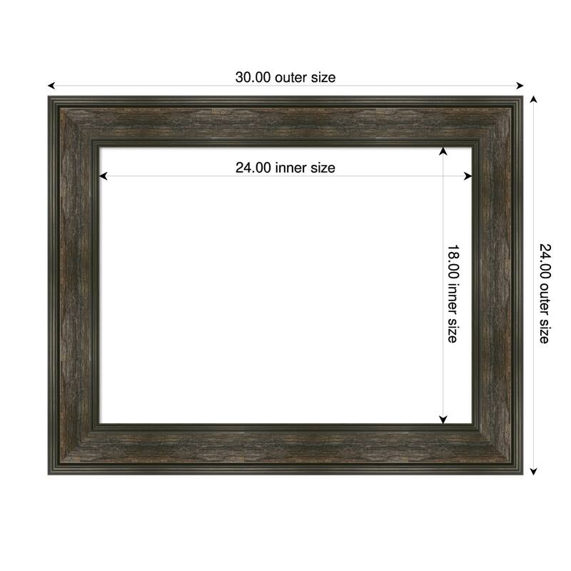 Amanti Art Rail Rustic Char Framed Dry Erase Magnetic Board - 30 x 24 in