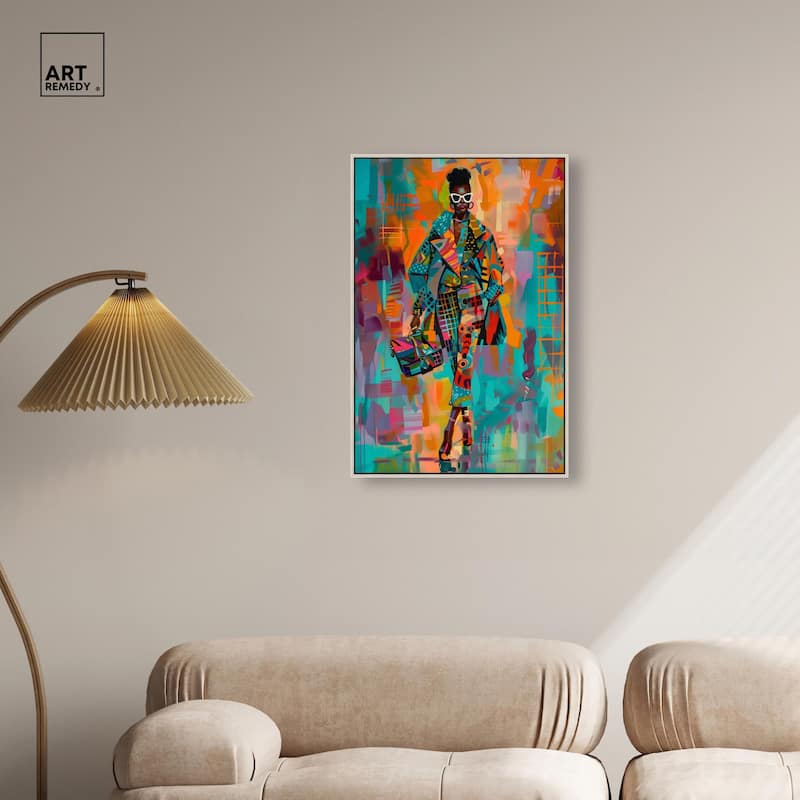 Bold Patchwork Style Canvas by Art Remedy