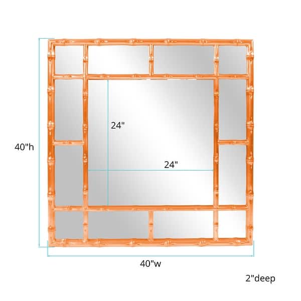 dimension image slide 6 of 8, Allan Andrews Square Bamboo Framed Wall Mirror - 40" x 40"