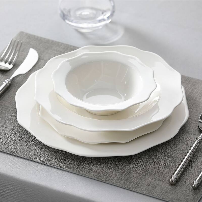 MALACASA 16-Piece New Bone China Dinnerware Set, Service for 4