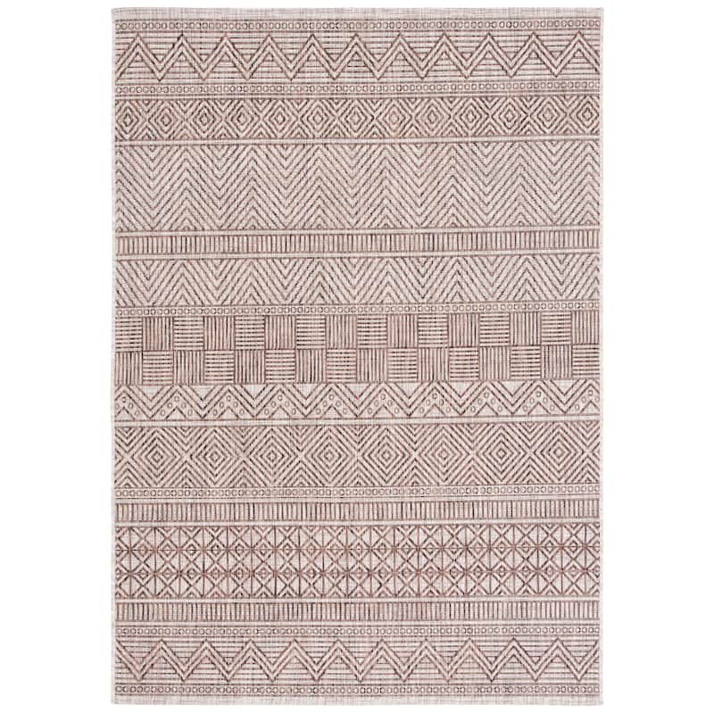 SAFAVIEH Courtyard Zorana Indoor/ Outdoor Waterproof Patio Backyard Rug - 2' x 3'7" - Grey/Brown