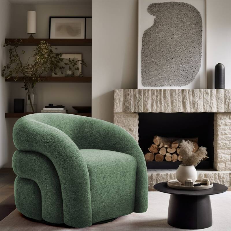 Upholstered Boucle Swivel Accent Chair
