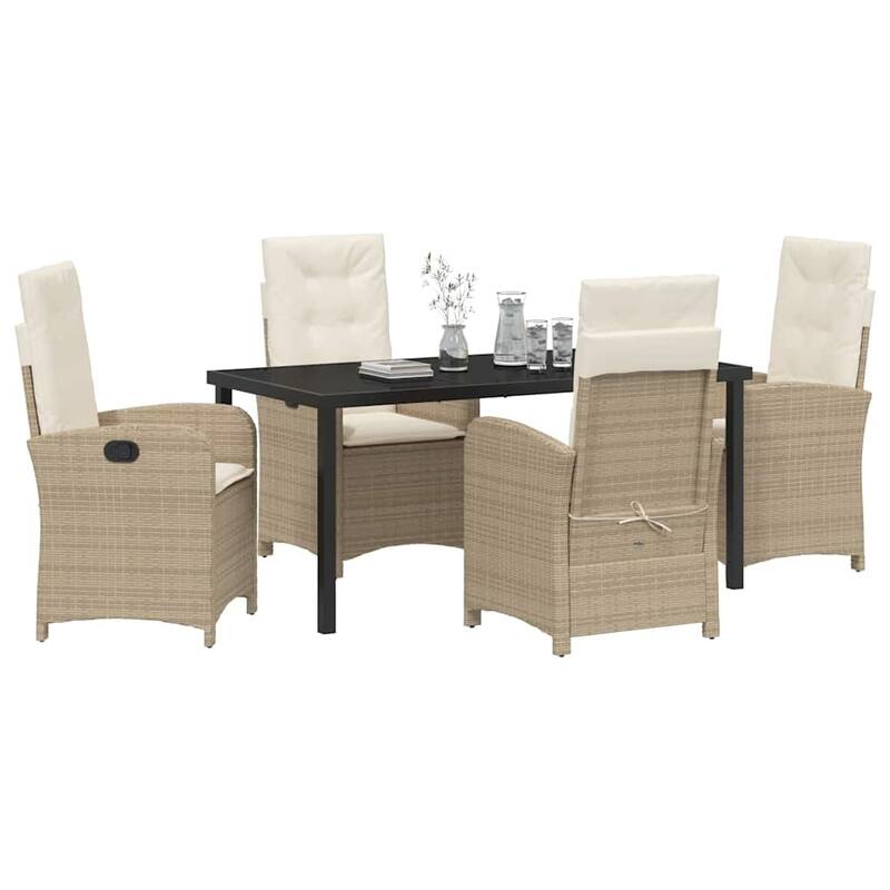 vidaXL Garden Dining Set with Cushion Poly Rattan