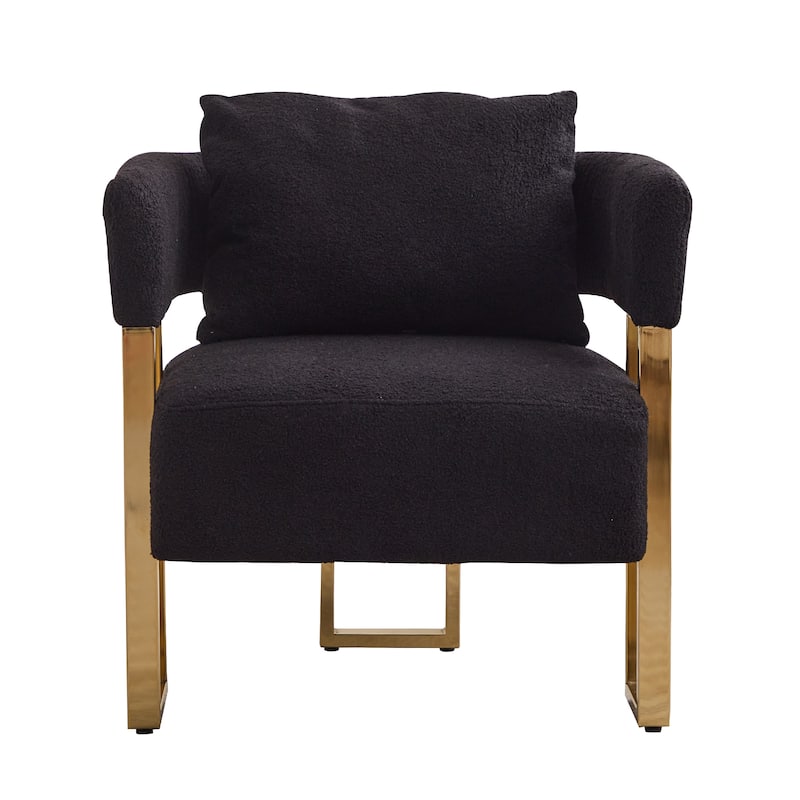 Decorative Chair Side Chair Black Gold Padded Chair with Metal Legs, Reading Chair Vanity Chair for Living Room