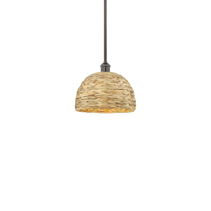 Innovations Lighting 616-1S-11-12 Woven Rattan Pendant Woven Rattan - Oil Rubbed Bronze / Natural