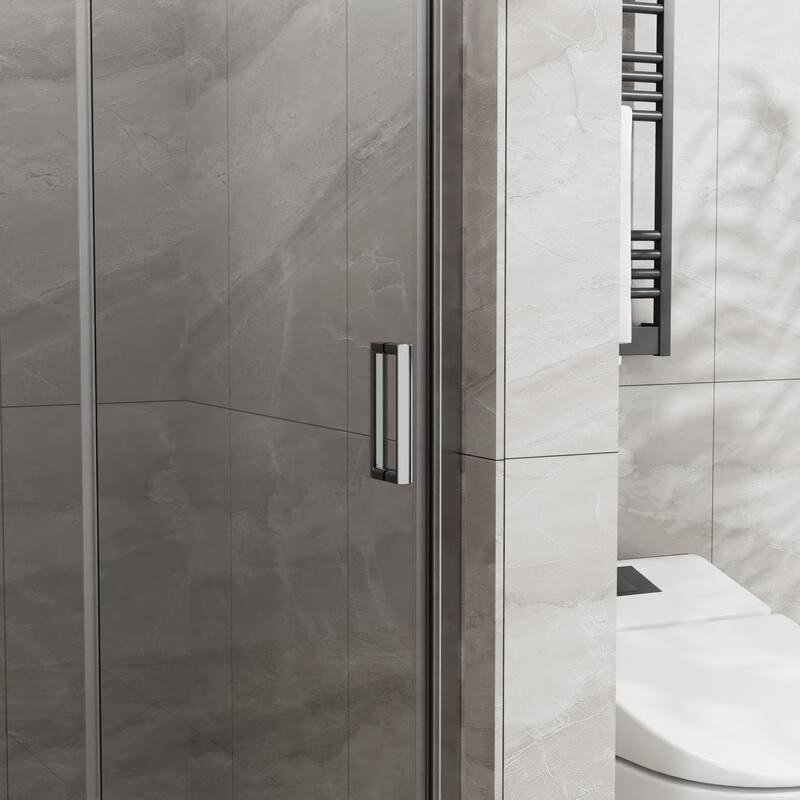 34"x 72" Bifold Frameless Glass Shower Door - Silver