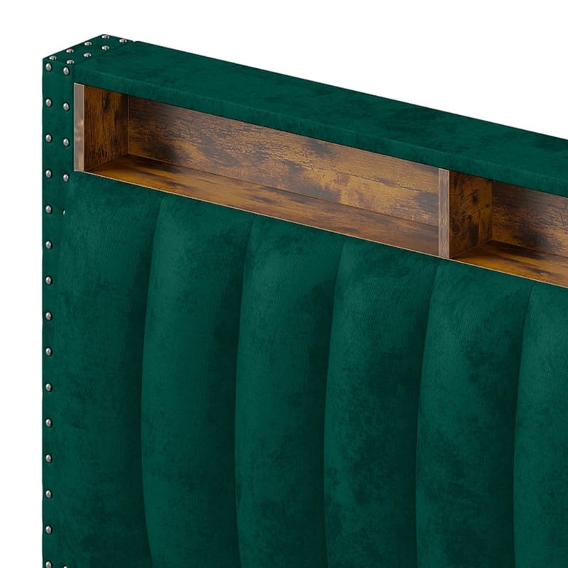 Full / Queen / King Size Platform Bed Frame with Upholstered Storage Headboard and 4 Drawers