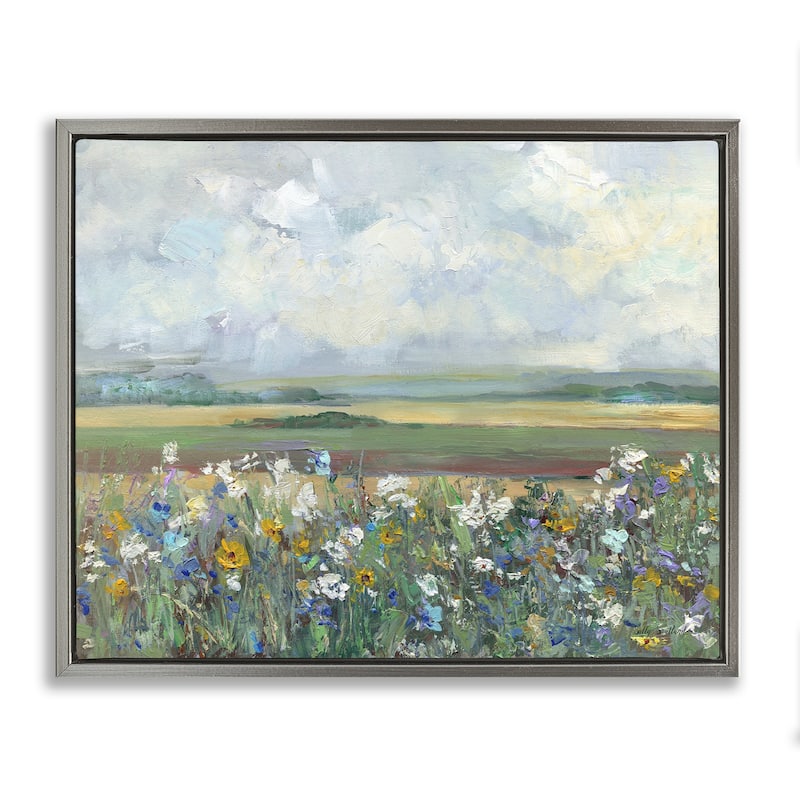 Stupell County Meadow Clouds Overhead Framed Floater Canvas Wall Art Design By Sally Swatland - 21 x 17 - Grey