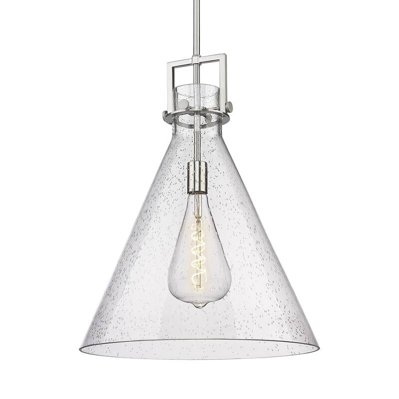 Innovations Lighting 411-1SL-23-18 Newton Cone Pendant Newton Cone 18" - Satin Nickel / Seedy