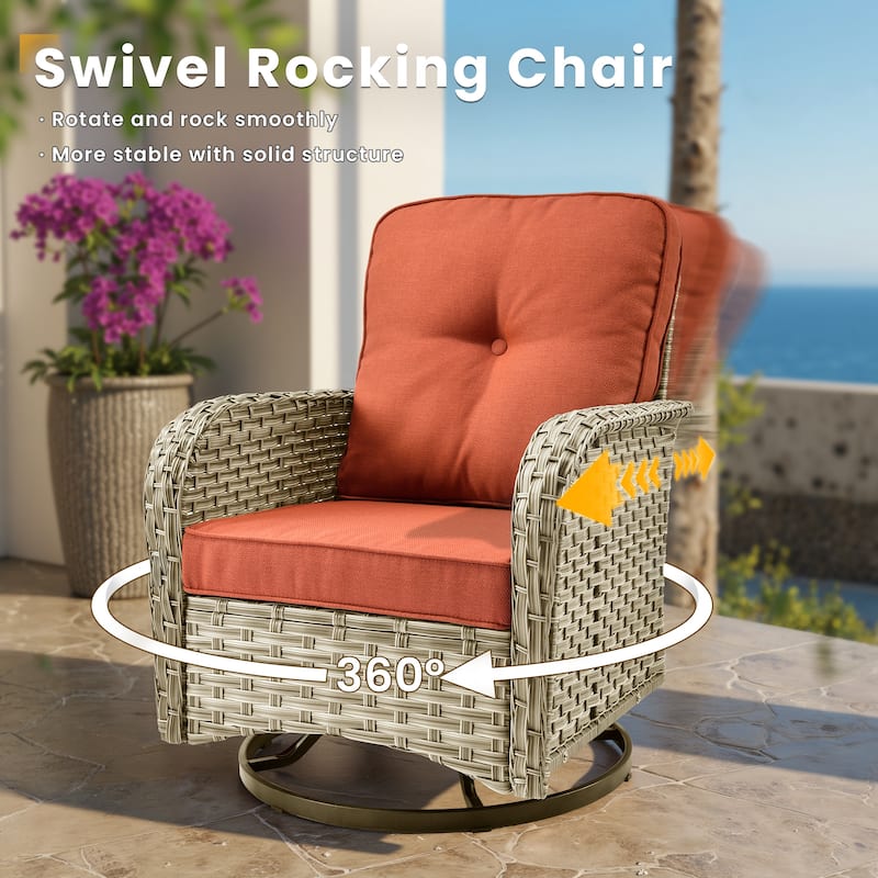 XIZZI 10-piece Patio Furniture Wicker Sectional Set with Swivel Chair