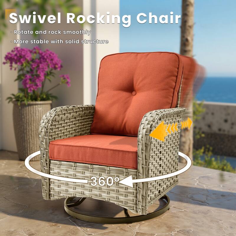 XIZZI 8-Piece Outdoor Wicker Furniture Sectional Swivel Chairs Set