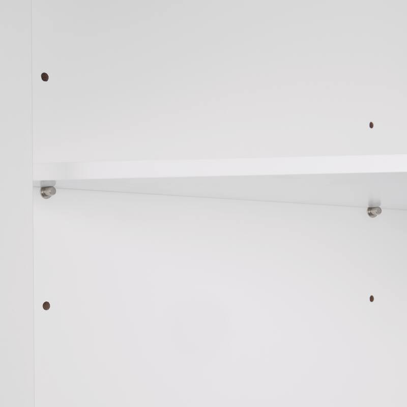 RiverRidge Somerset Corner Floor Bathroom Storage Cabinet Organizer with Doors and an Adjustable Shelf - White