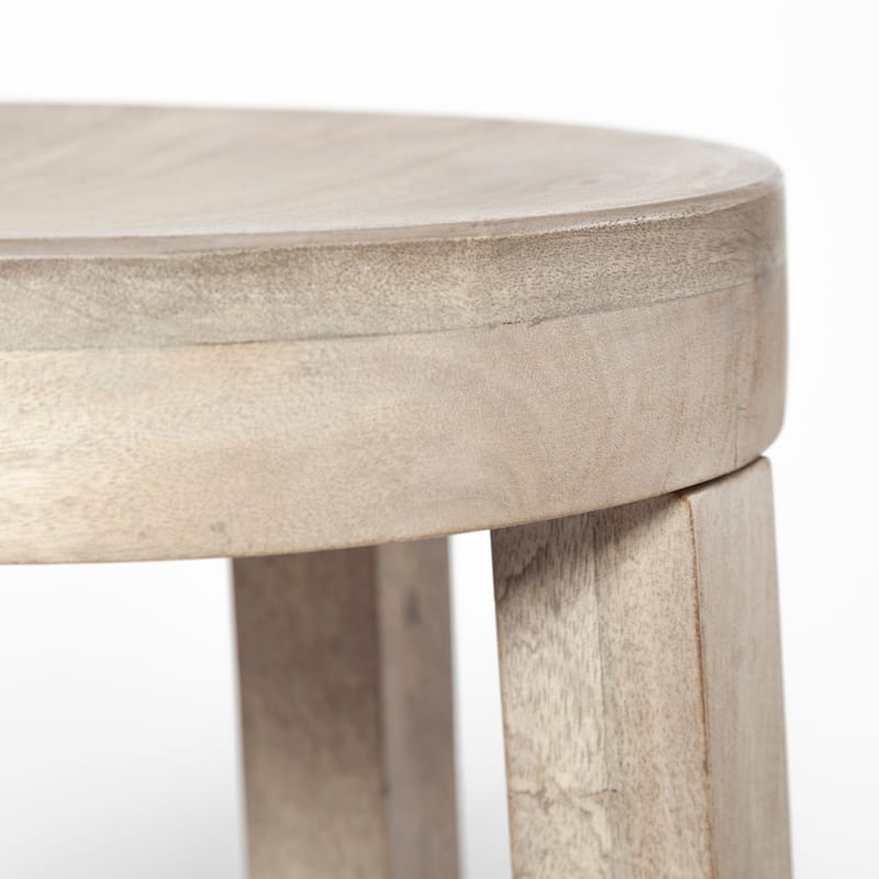 Mercana Brahma 30" Total Height White Washed Wood Seat & Base Stool