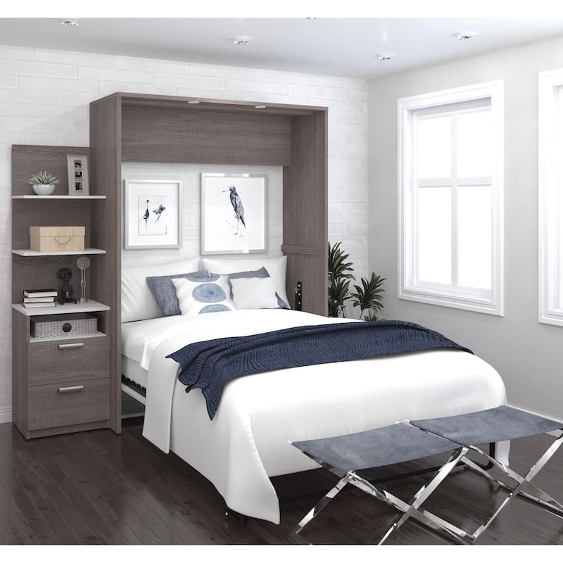 Cielo Full Murphy Bed with Floating Shelves by Bestar