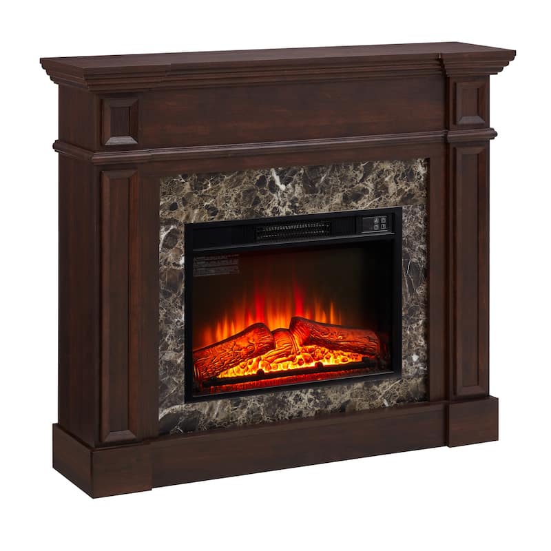 GDFStudio - Hearthstone Traditional Storage Electric Fireplace with Mantel and Realistic LED Flame