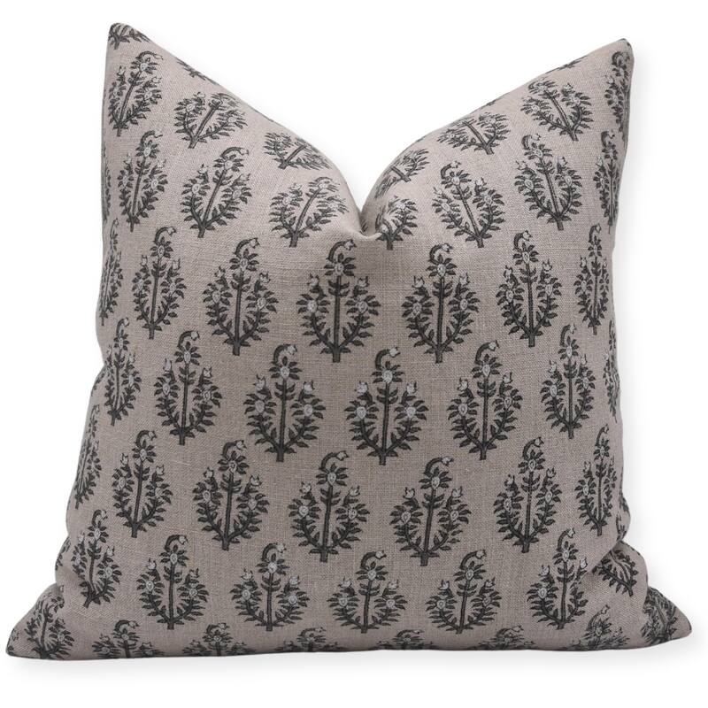 Linen Square Block print pillow Cover - Neelgagan - Pillow Covers - 18" x 18"