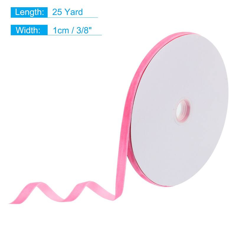 Velvet Ribbon 25 Yard Single Face Spool Silky for Gift Wrapping Decor - Pink - 3/8 Inch x 25 Yard